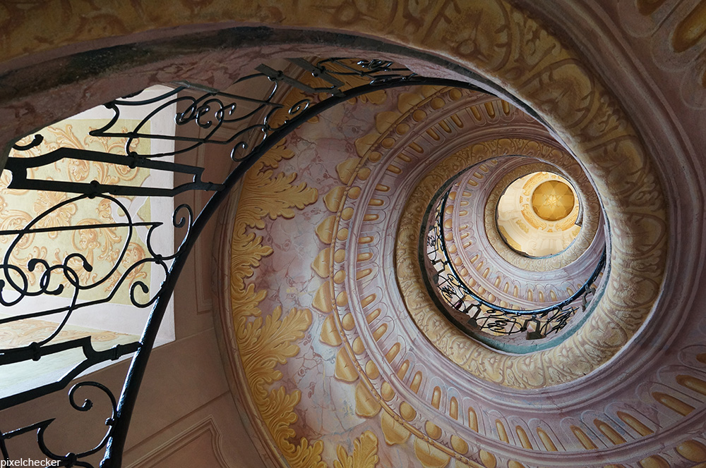 Trompe l'oeil spiral staircase at Melk Abbey