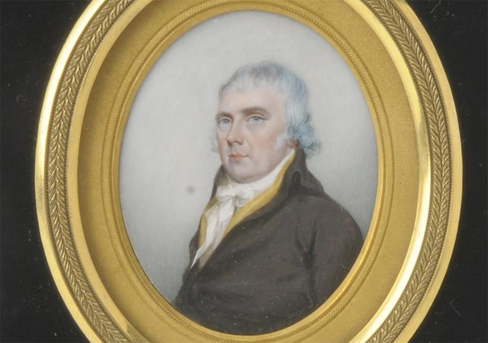portrait of Josiah Spode rendered in watercolors on ivory 
