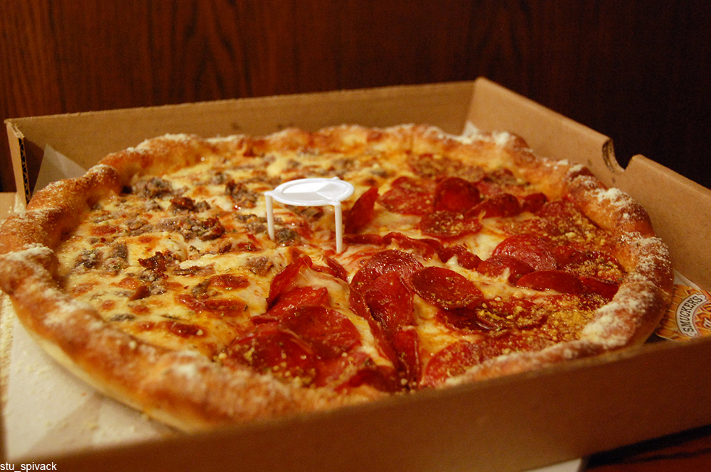 delivery pizza in a box