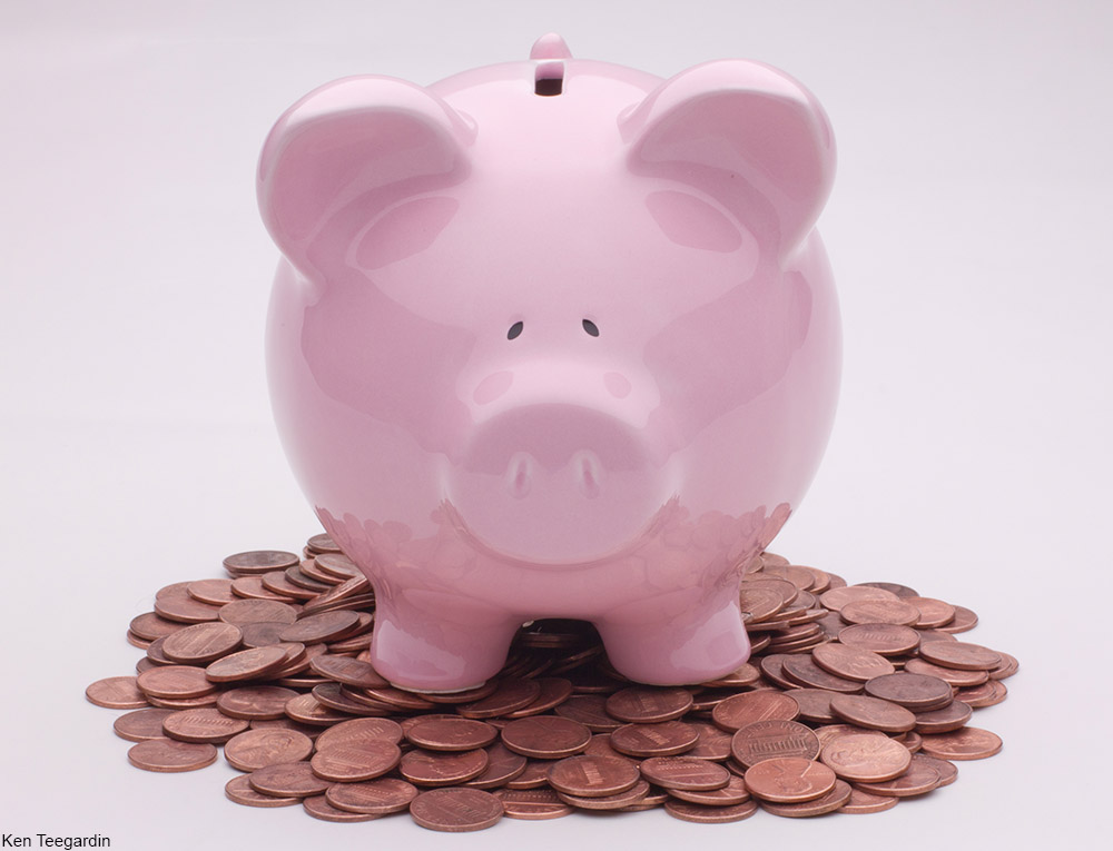 Piggy Bank On a pile of Pennies