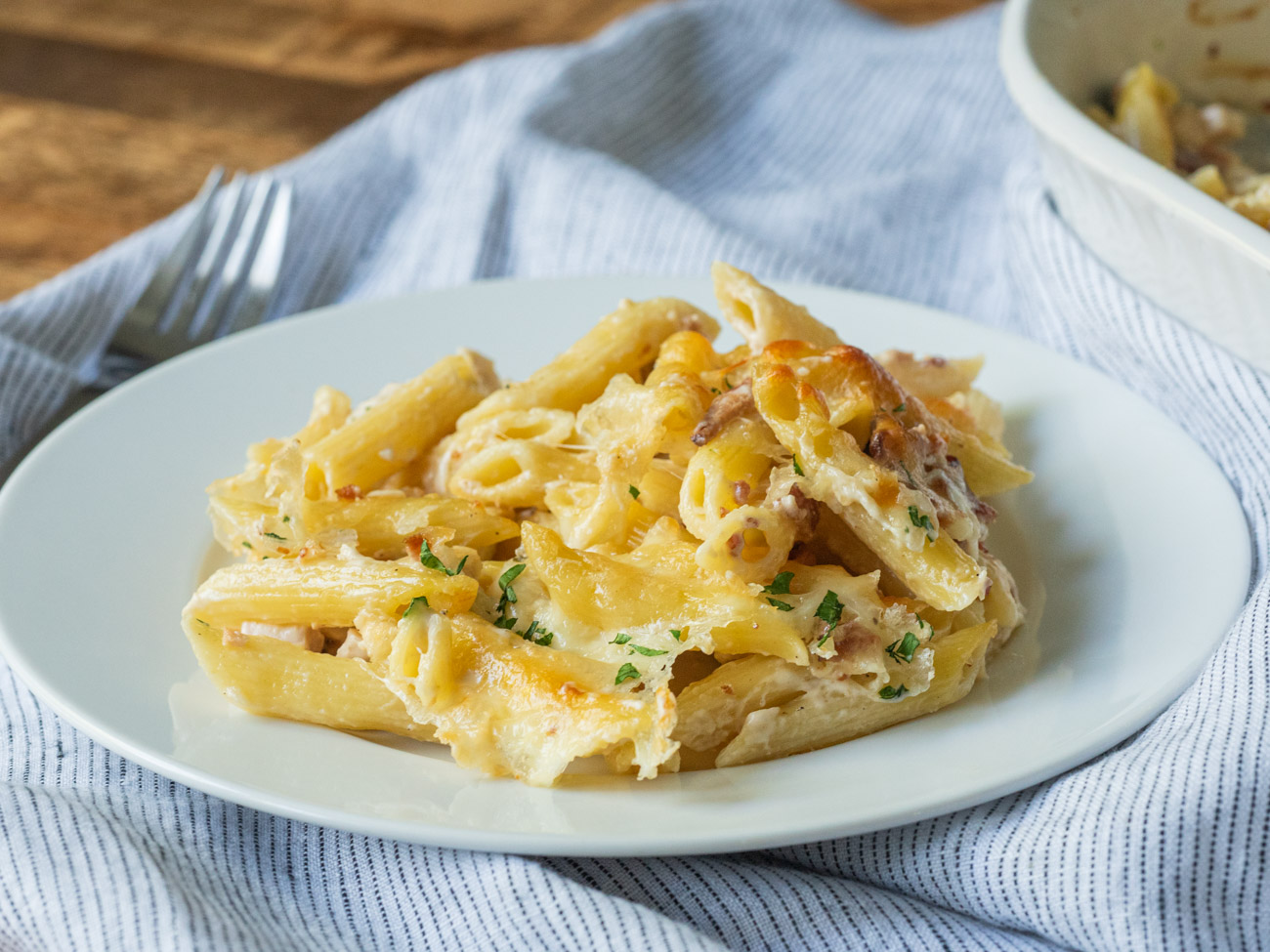 Chicken Bacon Ranch Baked Penne