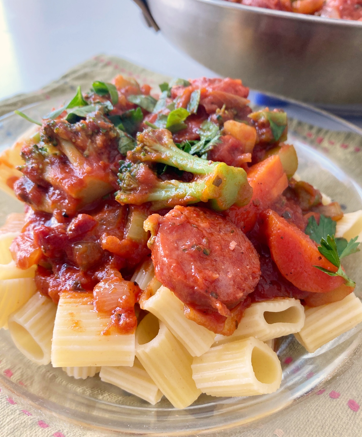 Broccoli and Beef Sausage Rigatoni