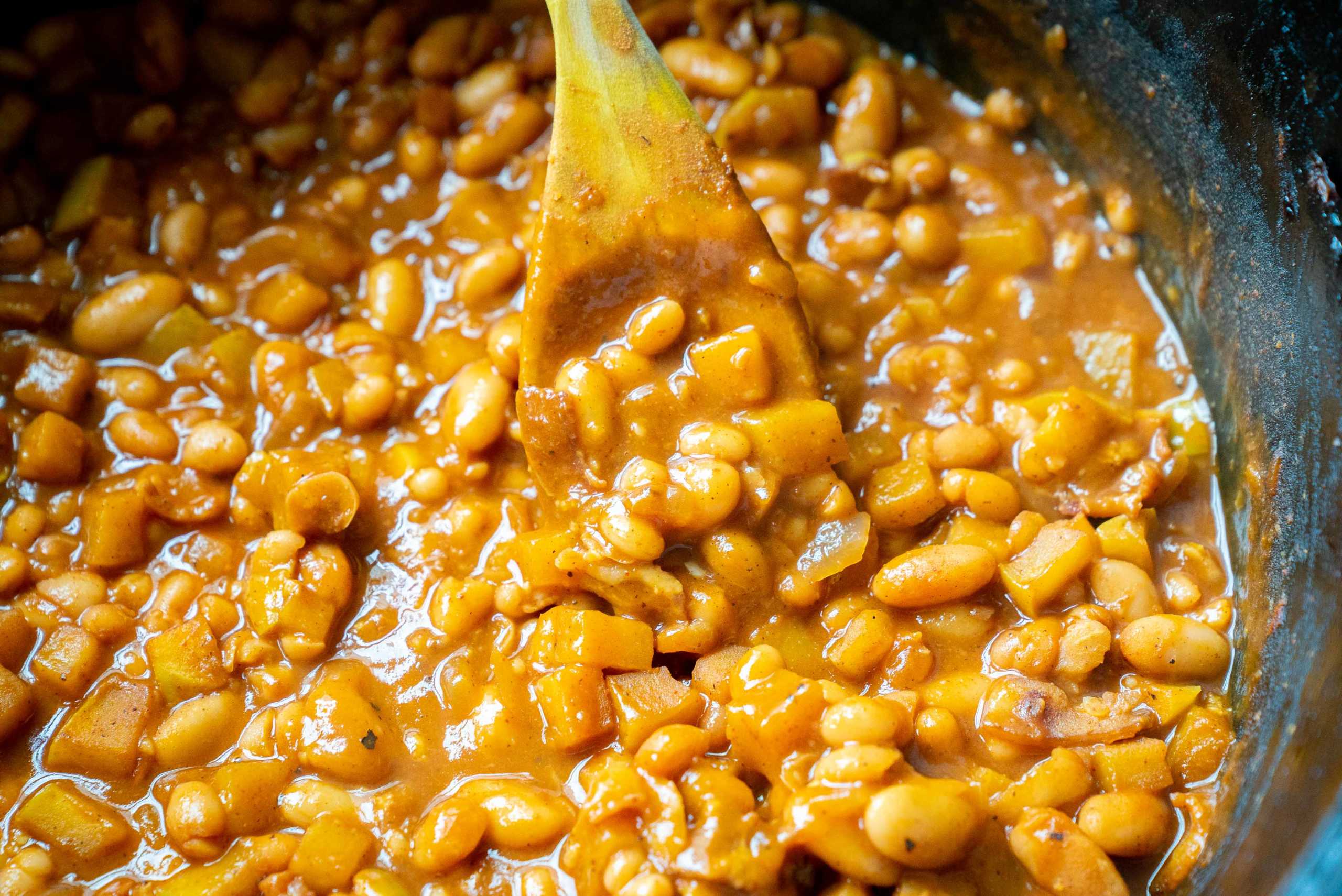 Apple Bourbon Baked Beans