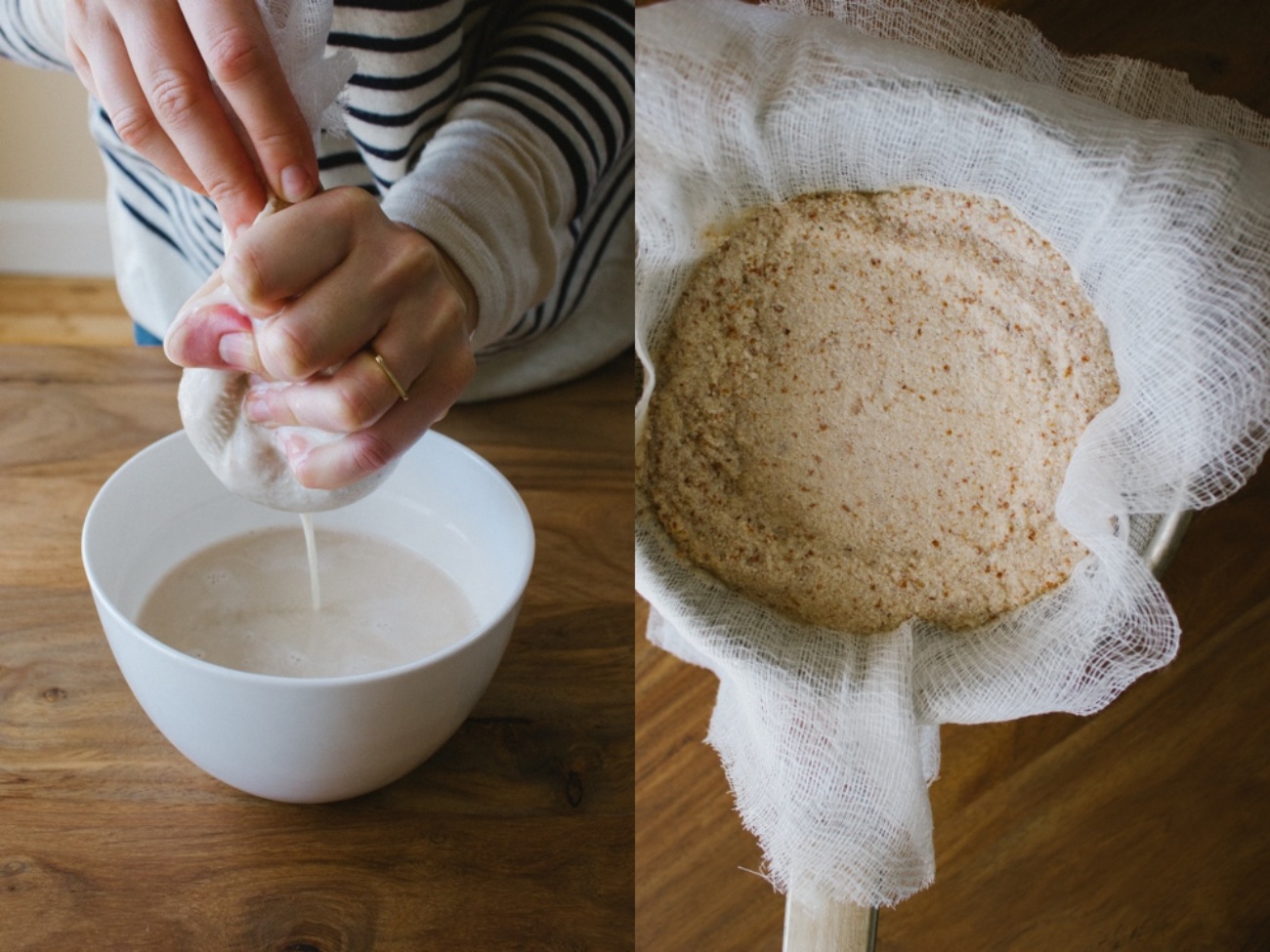 almond milk being made