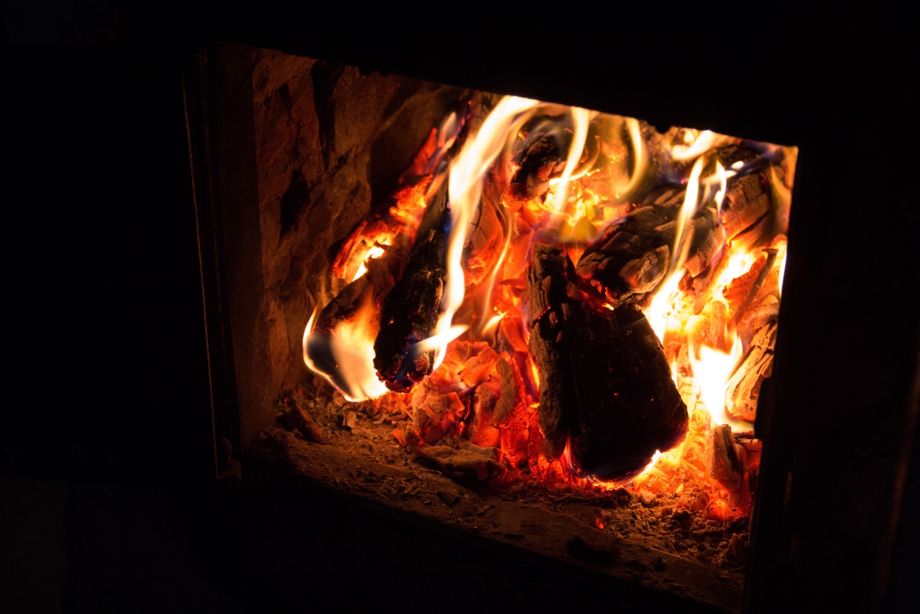 fire in stove or oven