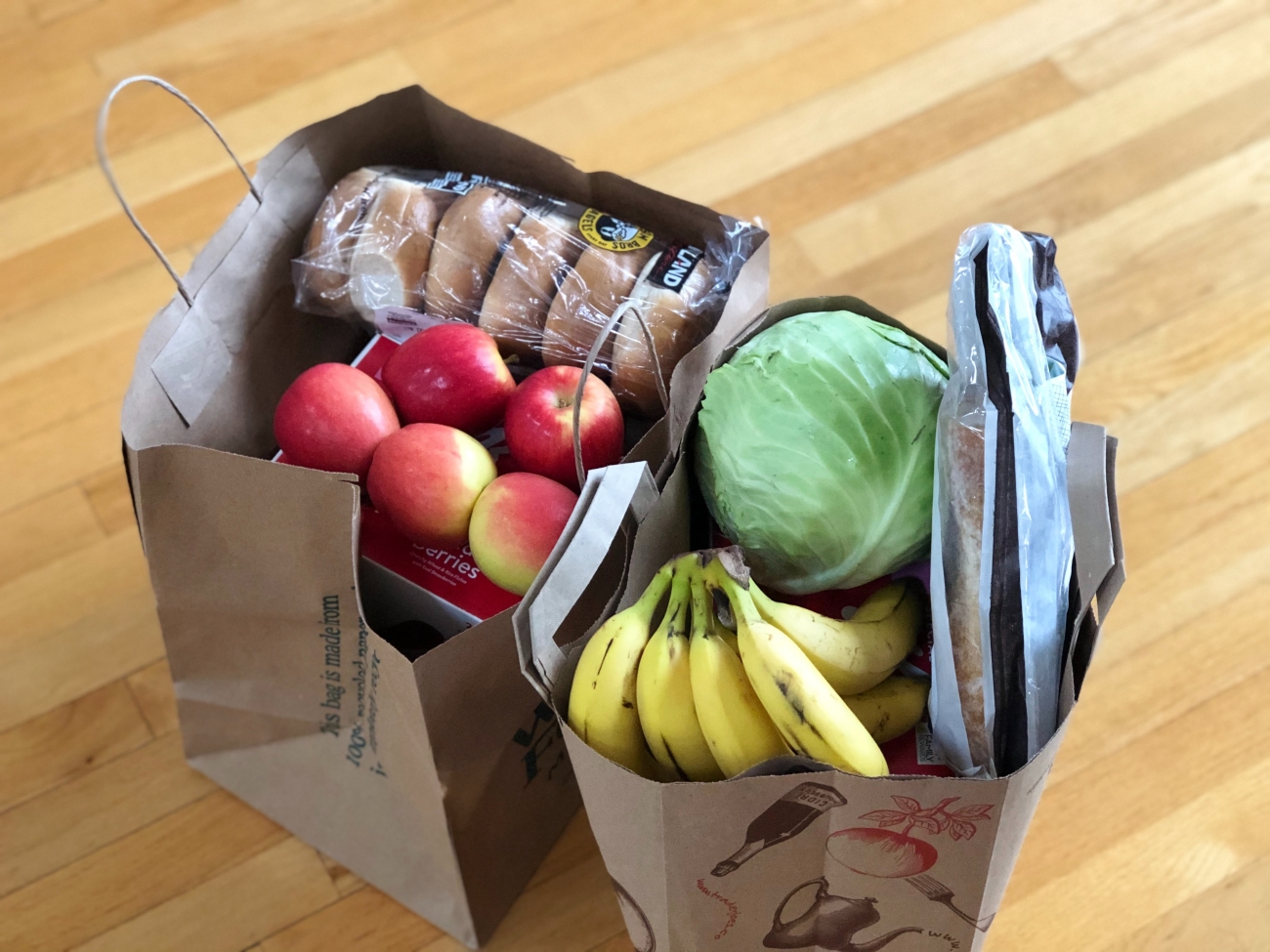 grocery bags on floor