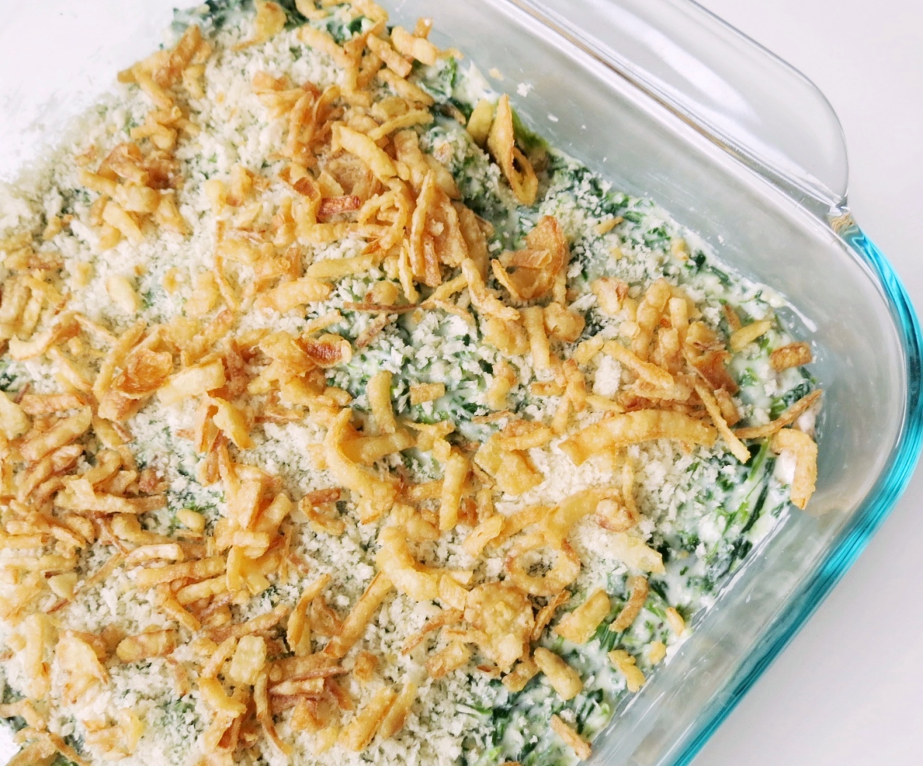 Crispy Onion Spinach Casserole