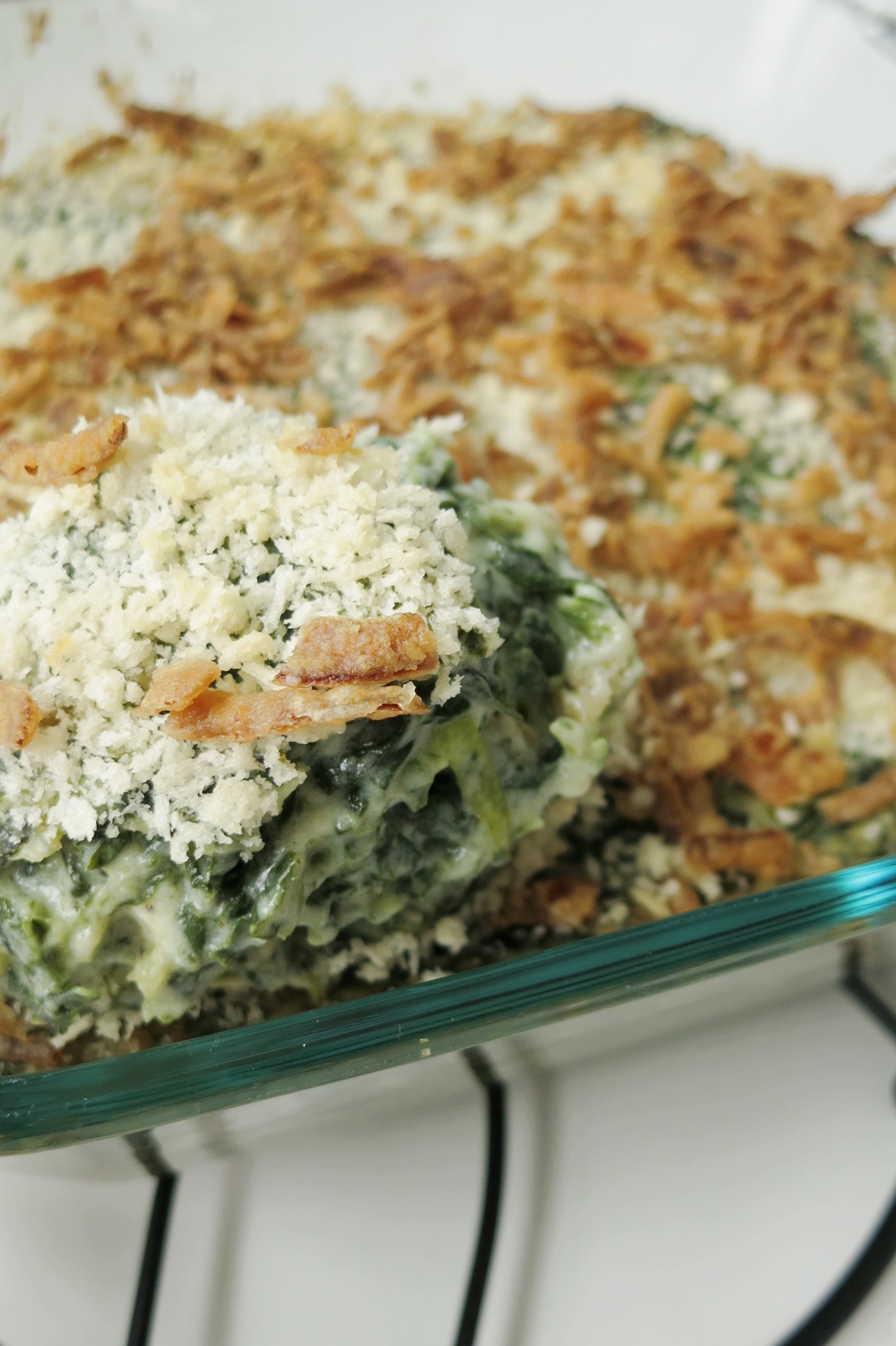 Crispy Onion Spinach Casserole