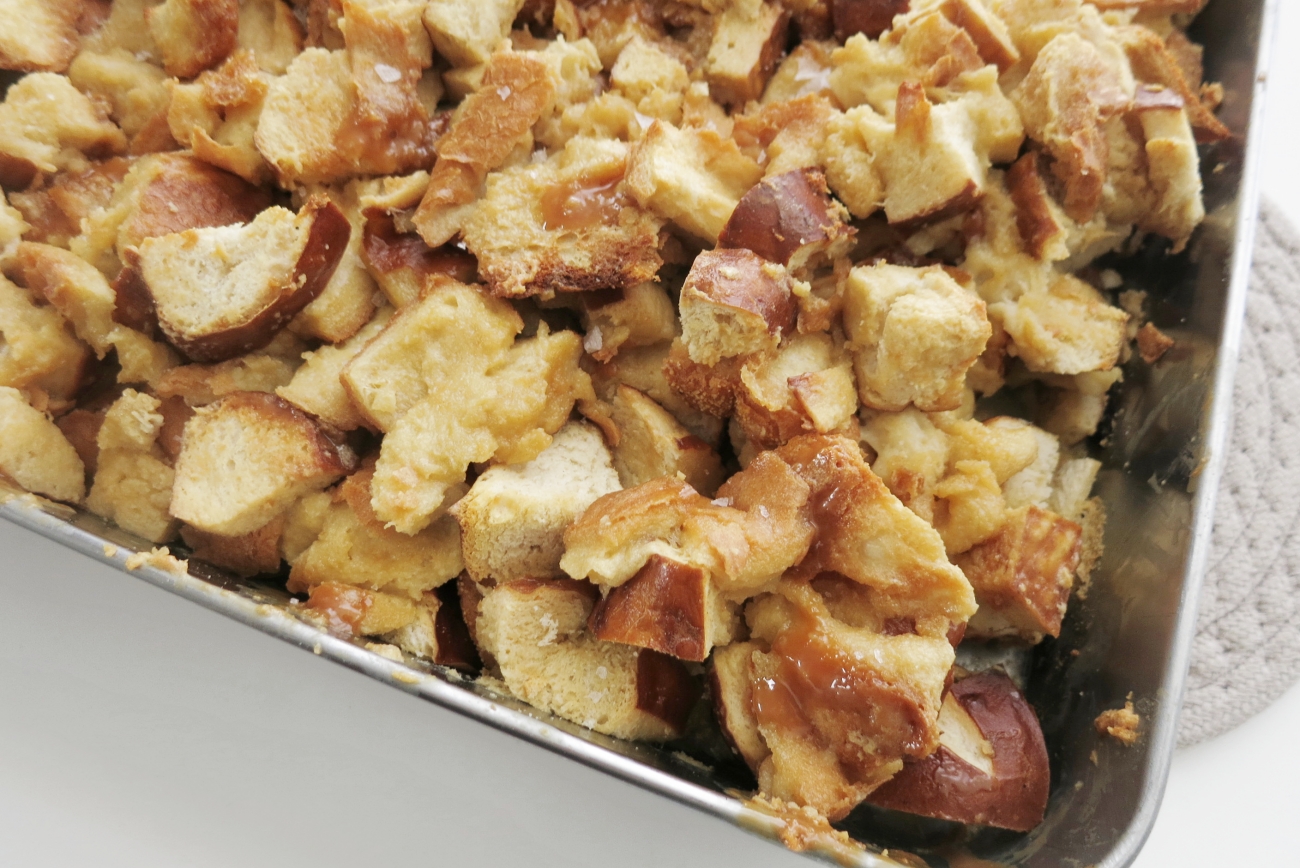 Salted Caramel Pretzel Bread Pudding