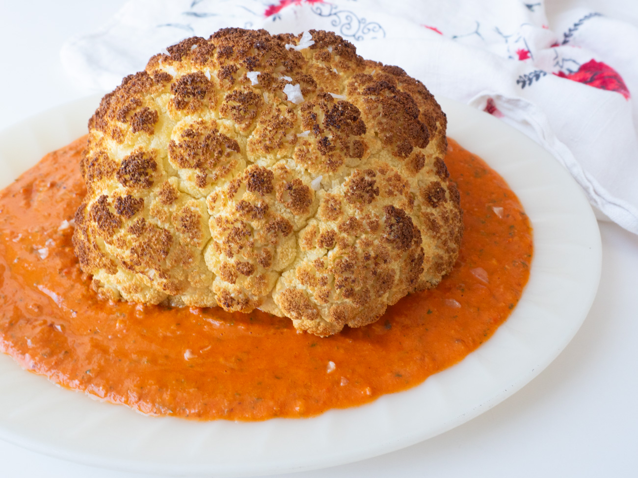 Roasted Cauliflower with Romesco Sauce
