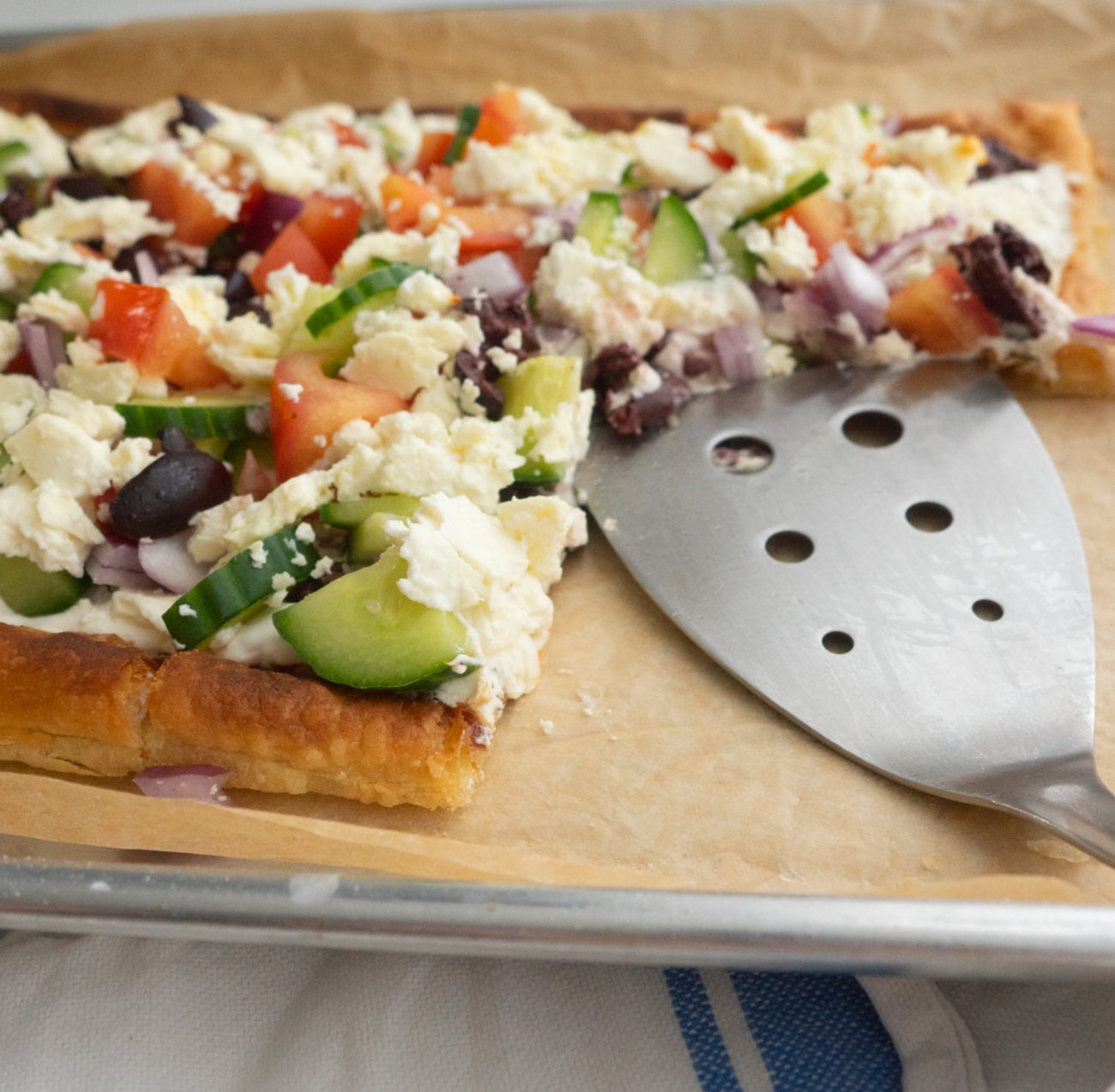 Greek Veggie Pizza Squares
